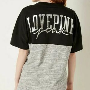 ❤️(SOLD)VS PINK- Varsity Crew, Sz: M, Blk/Gray Color Block w/ Foiled Logo *NWT*